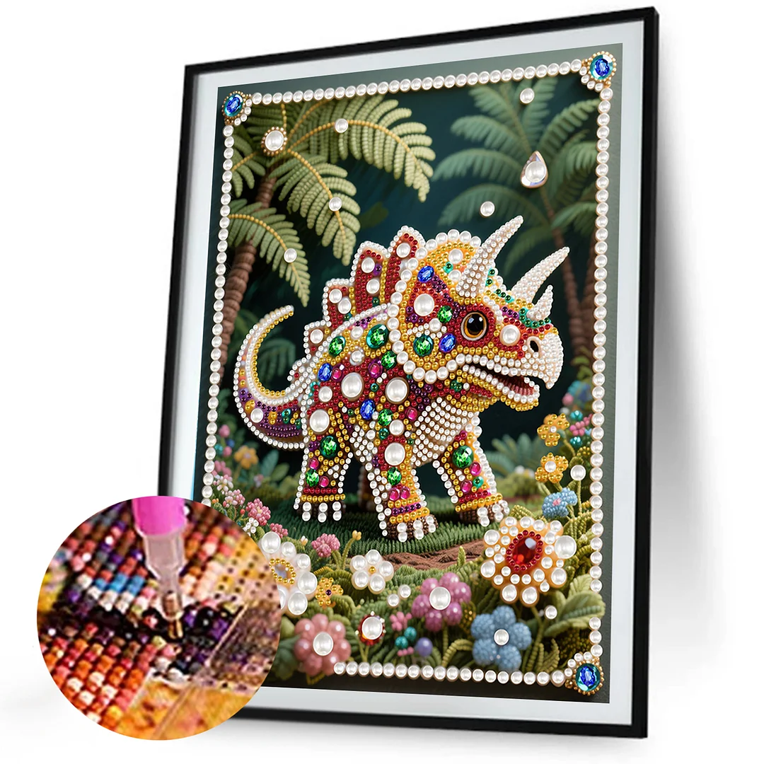 Rhinoceros Special Shaped 5D DIY Partial Drill Pearl Gem Diamond Art Painting Kit for Adults Beginners Home Decor Art Craft Pearl Diamond Painting 30x40cm