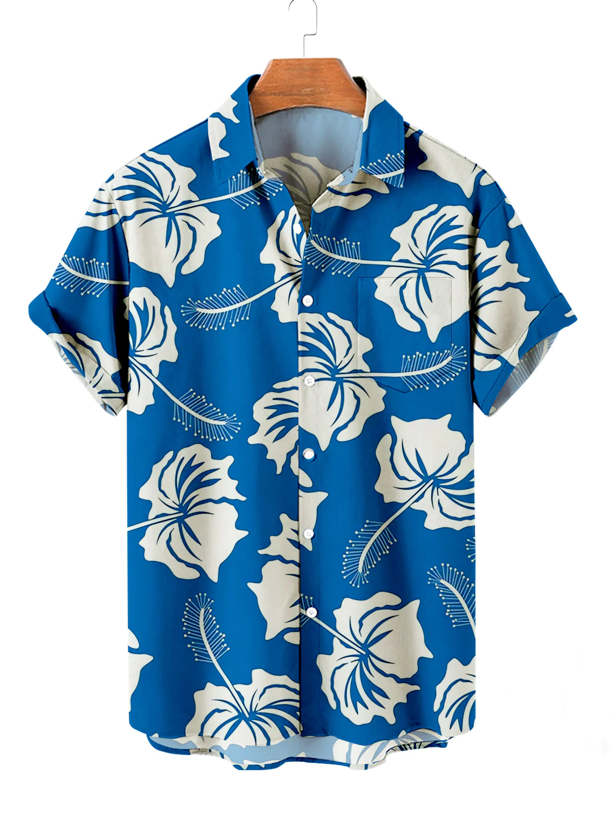 Men's Hawaiian Resort Print Short Sleeve Shirt PLUSCLOTHESMAN