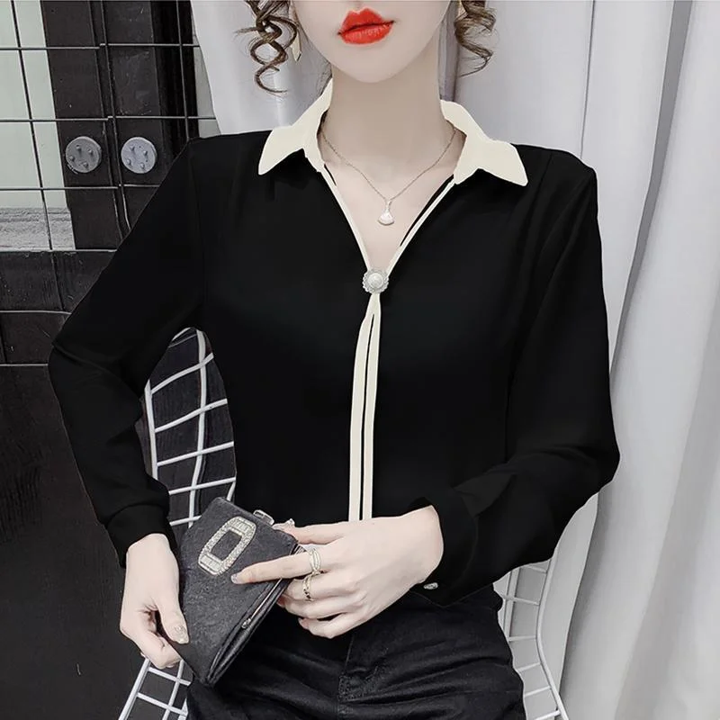 Jangj Color Fashion Simple Long Sleeve Shirt Professional Spring Summer New Pullover Blouse 2022 Elegant Shirt for Female