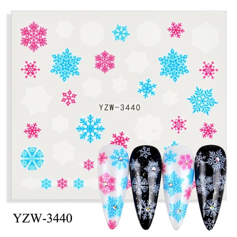 3D Christmas Autumn Winter Nail Sticker Santa Claus Elk Snowman Christmas Tree Star Deer Sliders Manicure Art Gel Polish Decals-Nail Inspo