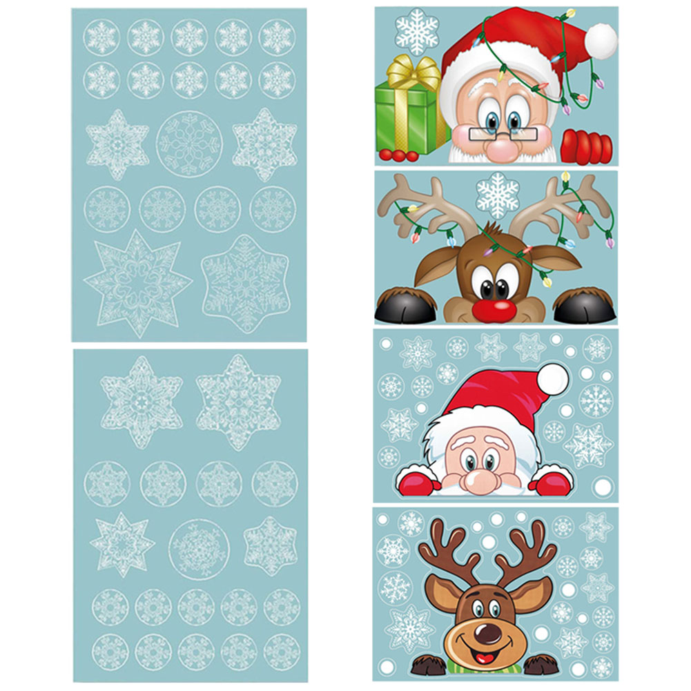

Christmas Stickers Snowflake Santa Claus Window Glass Decorative Decals, 501 Original