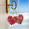 (US Local)6Pcs Acrylic Double Sided Flower Diamond Painting Keychain for Bag Decor