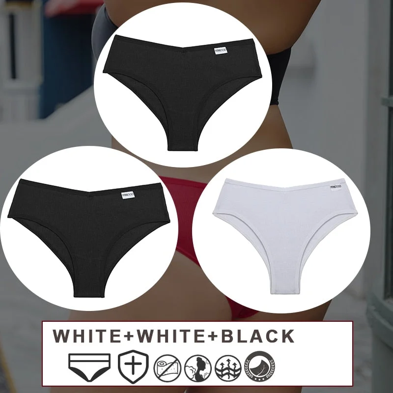 FINETOO 3PCS/Set M-2XL Women's Cotton Lingerie Panties Sexy  Underwear Bikini Thongs Pantys For Ladies Plus Size Female Briefs