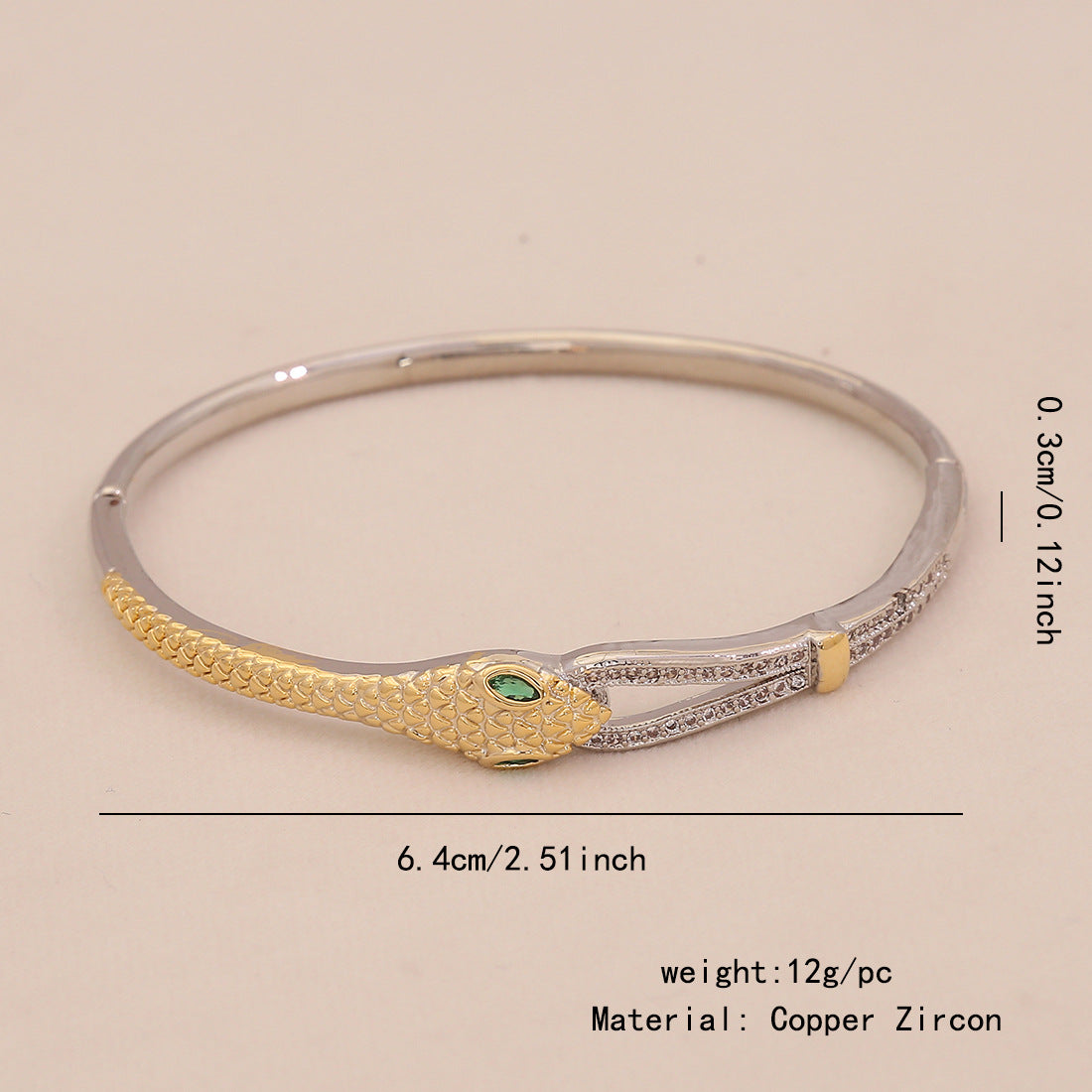 Gold Heart Bracelet Snake-Shaped Leopard Head Copper Micro-Inlaid Bracelet Exclusive For B636