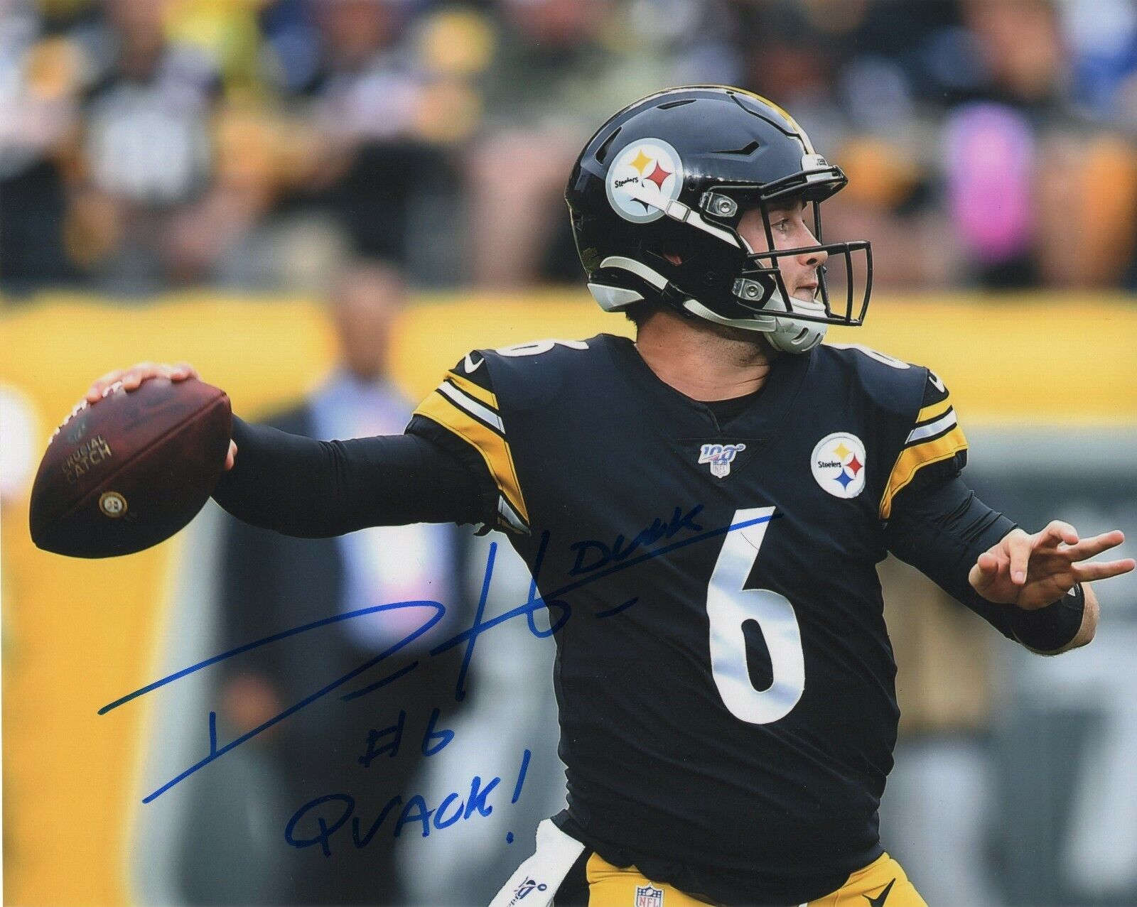 DEVLIN DUCK HODGES SIGNED PITTSBURGH STEELERS 8X10 Photo Poster painting PROOF #2