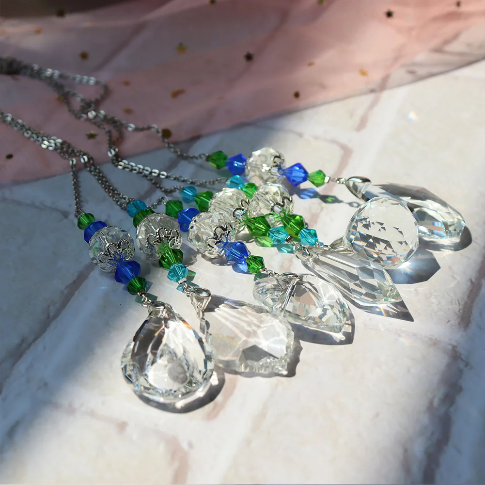 DIY Crystal Glass Clear Chandelier Pendant Faceted Prism Part Hanging Decor