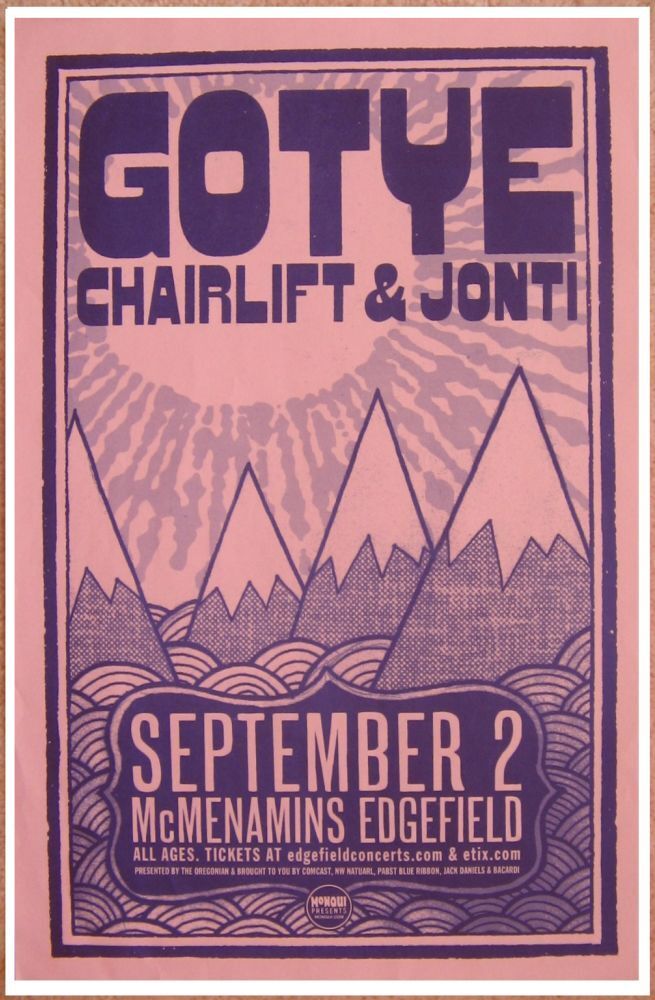 GOTYE Gig POSTER Sept 2012 Edgefield Portland Oregon Concert