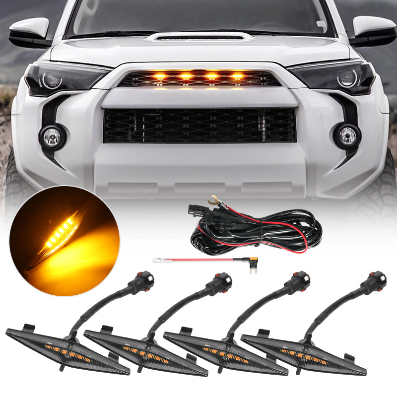 Smoked Amber/White LED Raptor Lights For 2014-2023 Toyota 4Runner