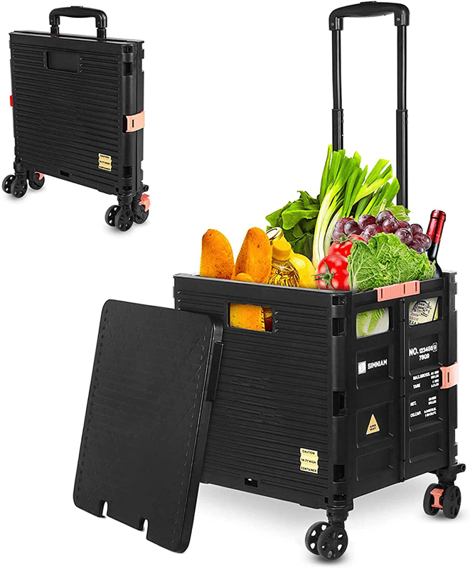 折叠购物车手拉车小拉车小推车手推车老人超市买菜车可坐拖车（黑色）-Digicat 猫电澳洲