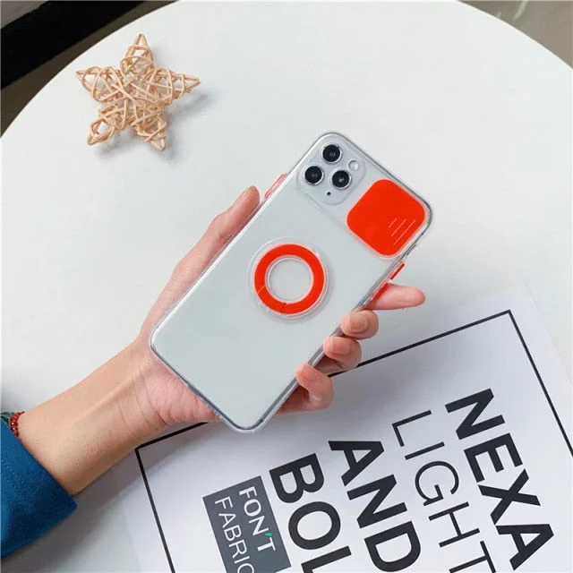 Clear Armor Ring Holder Case For iPhone
