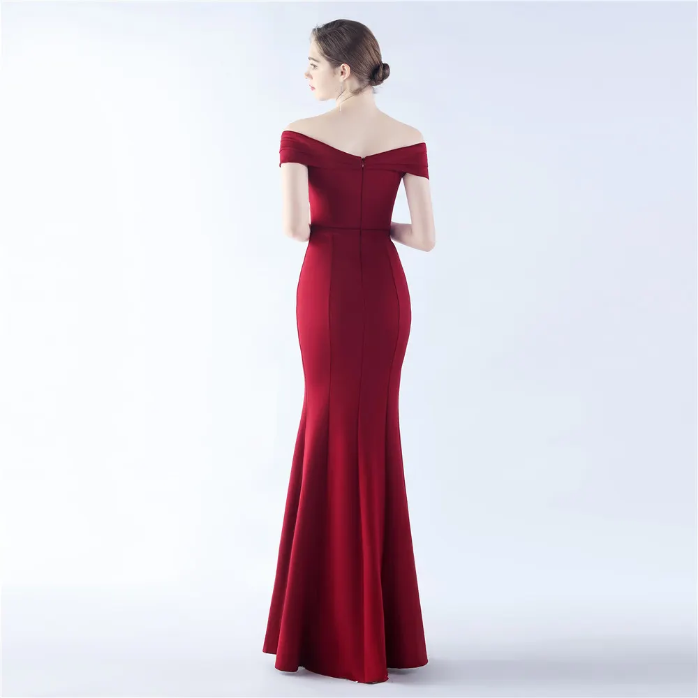 Classic Satin Off Shoulder Long Evening Dress - Elegant & Timeless - Ootddress