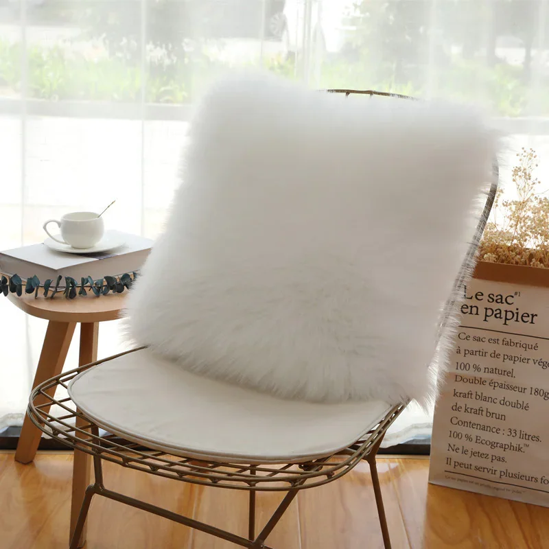 Athvotar Cover Modern Simple Soft Fluffy Pure White Plush Pillow Home Cushion Artificial Imitation Wool Pillow Cover