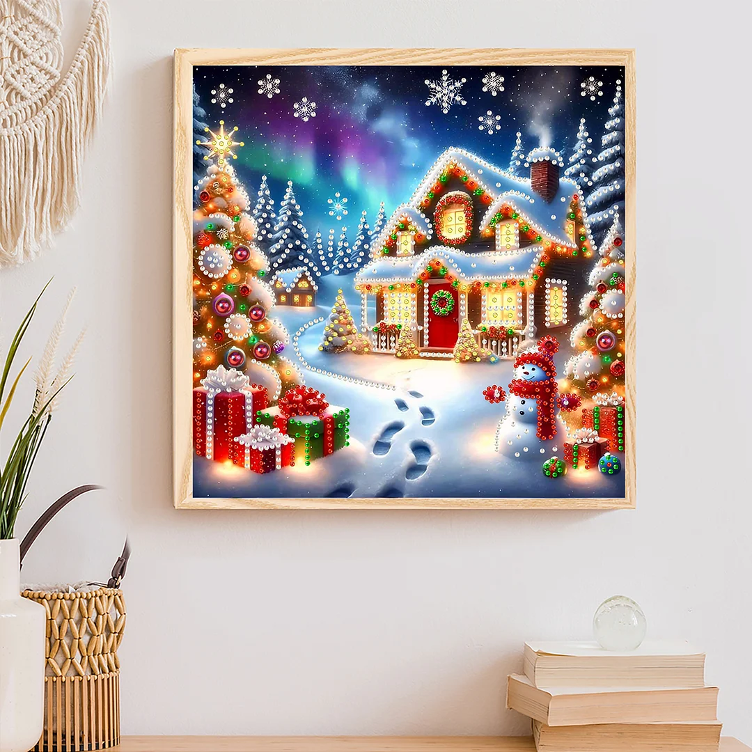 Christmas House - Diamond Painting - Partial Special Shaped Drill(Canvas|30*30cm)