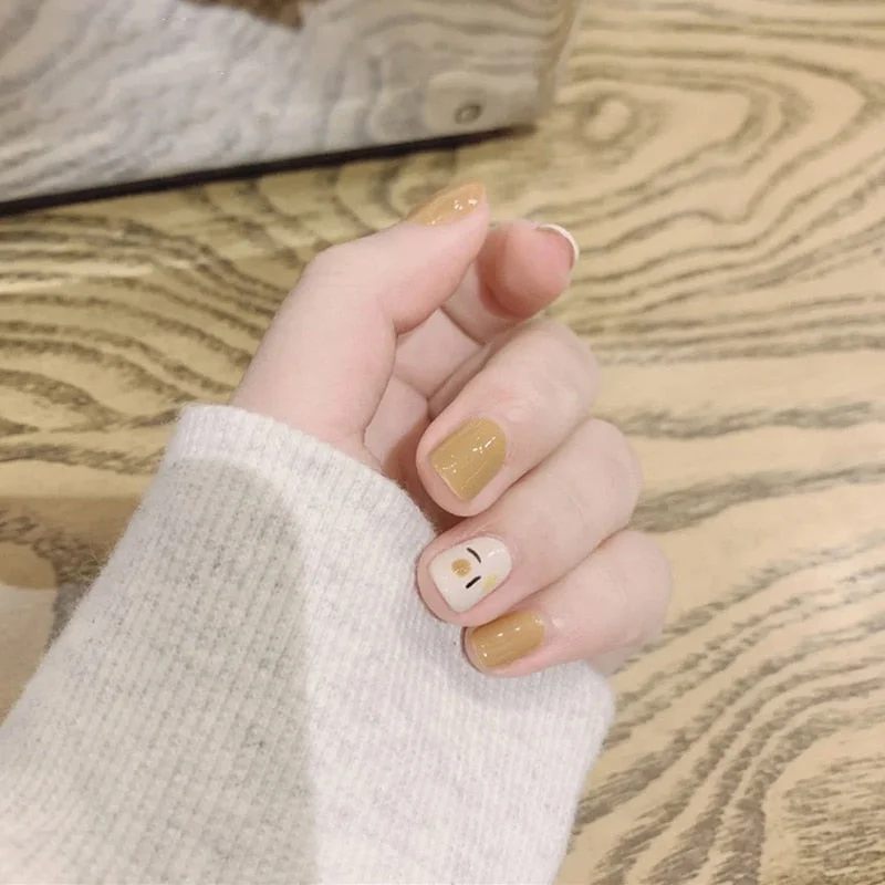 24pcs French False Nails Gradient Hit Color Fake Nail Press On Nail Manicure Nail Art Decoration Fullcover Tips With Glue-Nail Inspo