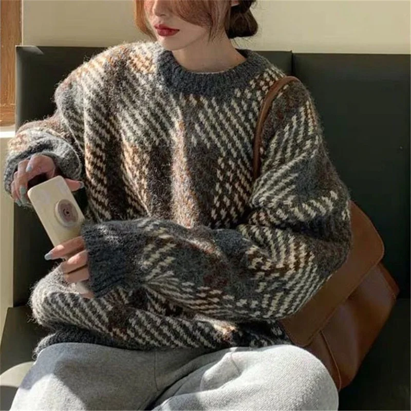 Churchf Churchf Color Sweater Top Wearing Loose Korean Version Ins Lazy Wind Reduce The Age Of Thick Sweater Woman