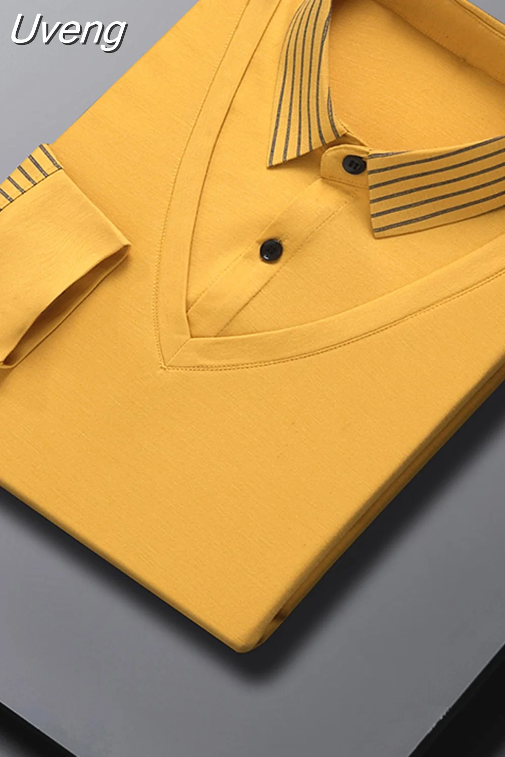 Uveng Colors 2025 New Arrival Men's Casual Classic Polo Shirts Men Business Slim Fit Long Sleeve Polos Brand Men's Clothing 413-0