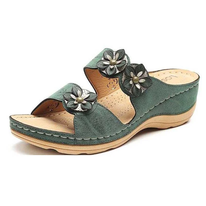 Women Sandals Summer Low-Heel Pumps Shoes Woman Wedges Sweet Flower Platform Women's Sandal Fashion Sandalias Mujer Large Size