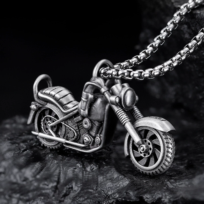 Men's 3D Pewter Biker Motorcycle Necklace