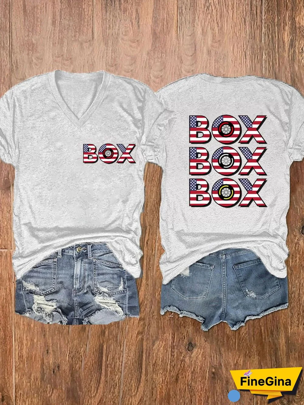 Women's American Flag "BOX, BOX, BOX" Print T-Shirt
