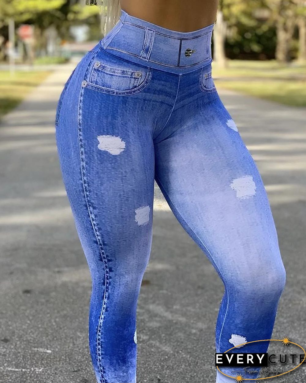 High Waist Cutout Ripped Active Pants