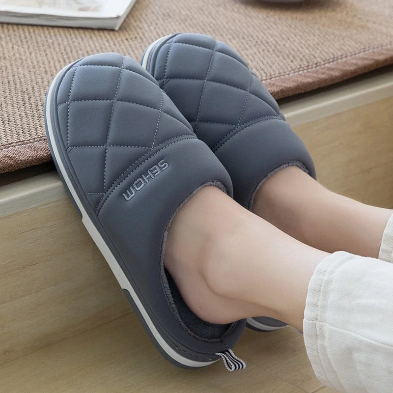 High Quality Men Women Slippers Winter Warm Down Cotton Slippers Autumn Winter Thick Bottom Indoor Home Soft Comfortable Shoes