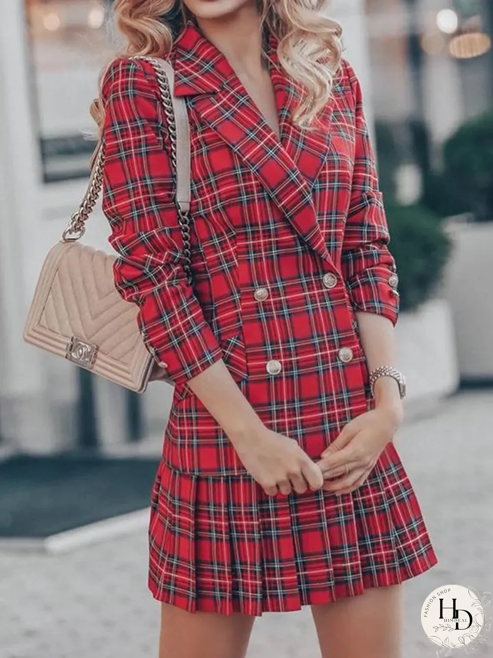 Two piece Plaid Double Breasted Jacket P16093