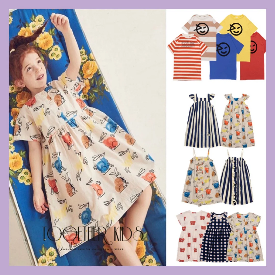 Girls Dress 2022 Summer New Sling Skirt Printed Doll Collar Girls Dress Cotton Casual Children's T-shirt Children's Clothing