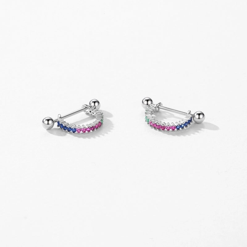 1 Pair 925 Sterling Silver Zircon Geometric Earrings