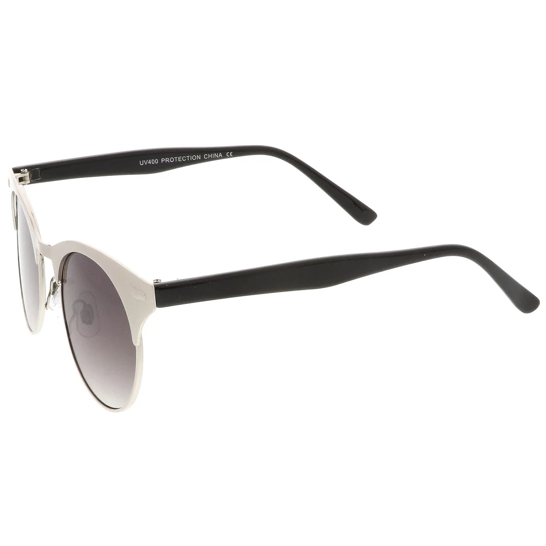 Women's Matte Finish Horn Rimmed Round Flat Lens Cat Eye glasses 49mm