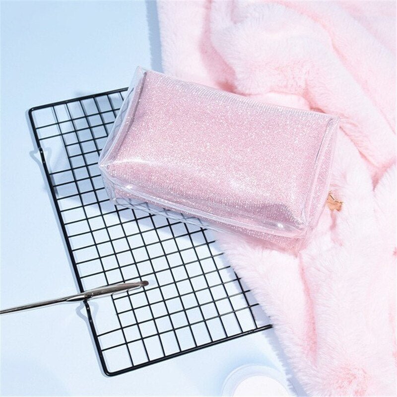 PURDORED 1 Pc Women Clear Cosmetic Bag Large Waterproof Makeup Bag  Beauty Case Travel Portable Toiletry Makeup Organizer Case