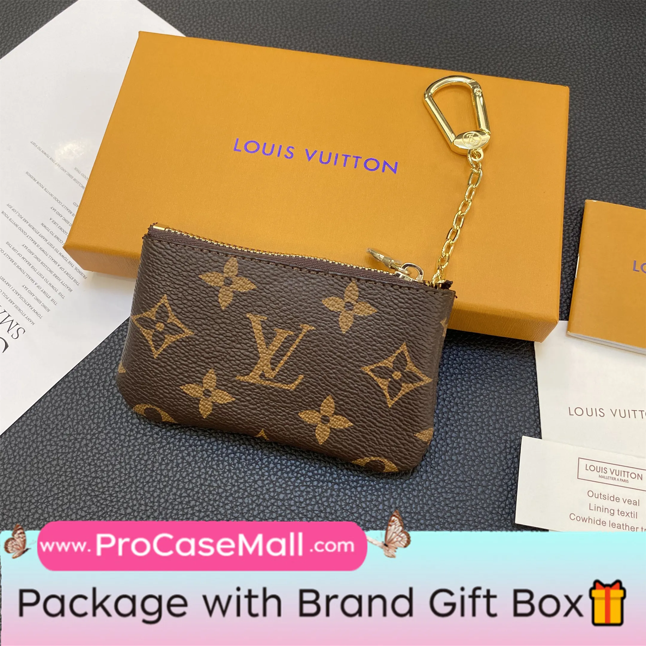 Louis Vuitton Monogram Canvas Leather Coin Purse Checkerboard Wallet