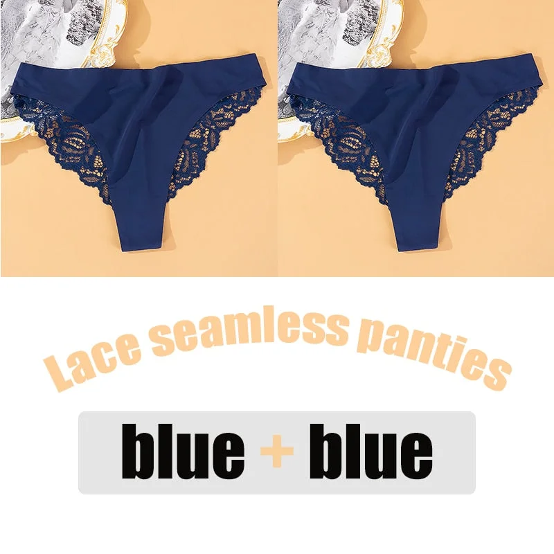 2PCS/Set Lace Panties Seamless Women's Underwear Soft Sexy Lingerie Intimate Hollow Out Underpants Comfortable Female Underwear