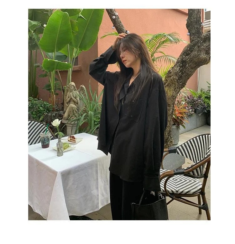 Korean Fashion Loose long-sleeved shirt TK063