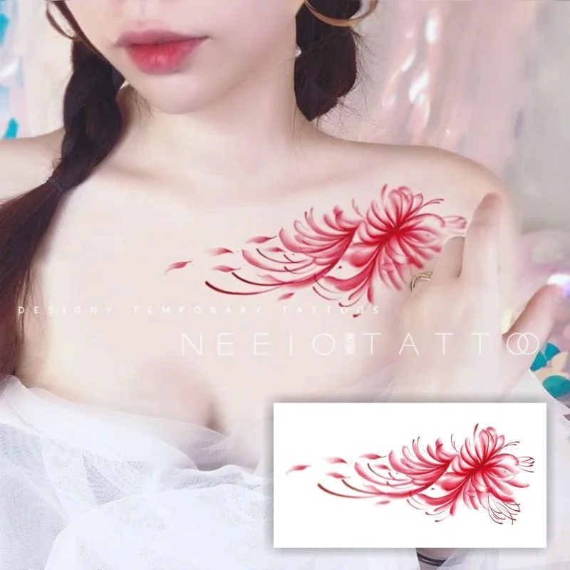 Sdrawing 4/5/9/10/18 PIeces Long Lasting Blue Flower Jewelry Tattoo Sticker Sexy Belly Block Scar Stretch Marks Waterproof Tattoo Sticker