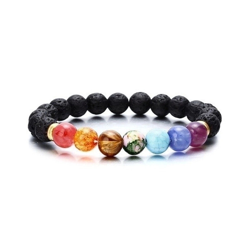 Best Selling Explosions Natural Volcanic Stone Colorful Energy Bracelet Agate Stone Natural Stone Bracelet
