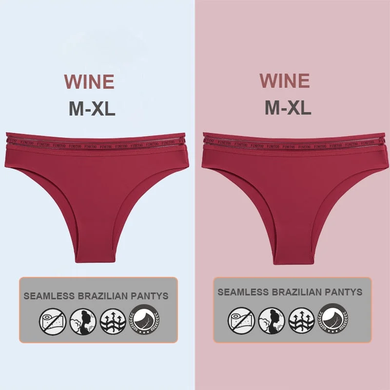 FINETOO 2PCS/Set Women Seamless Lingerie Letter Underpants Ladies 6 Solid Colors M-XL Woman Sexy Panties Briefs Underwear Thong