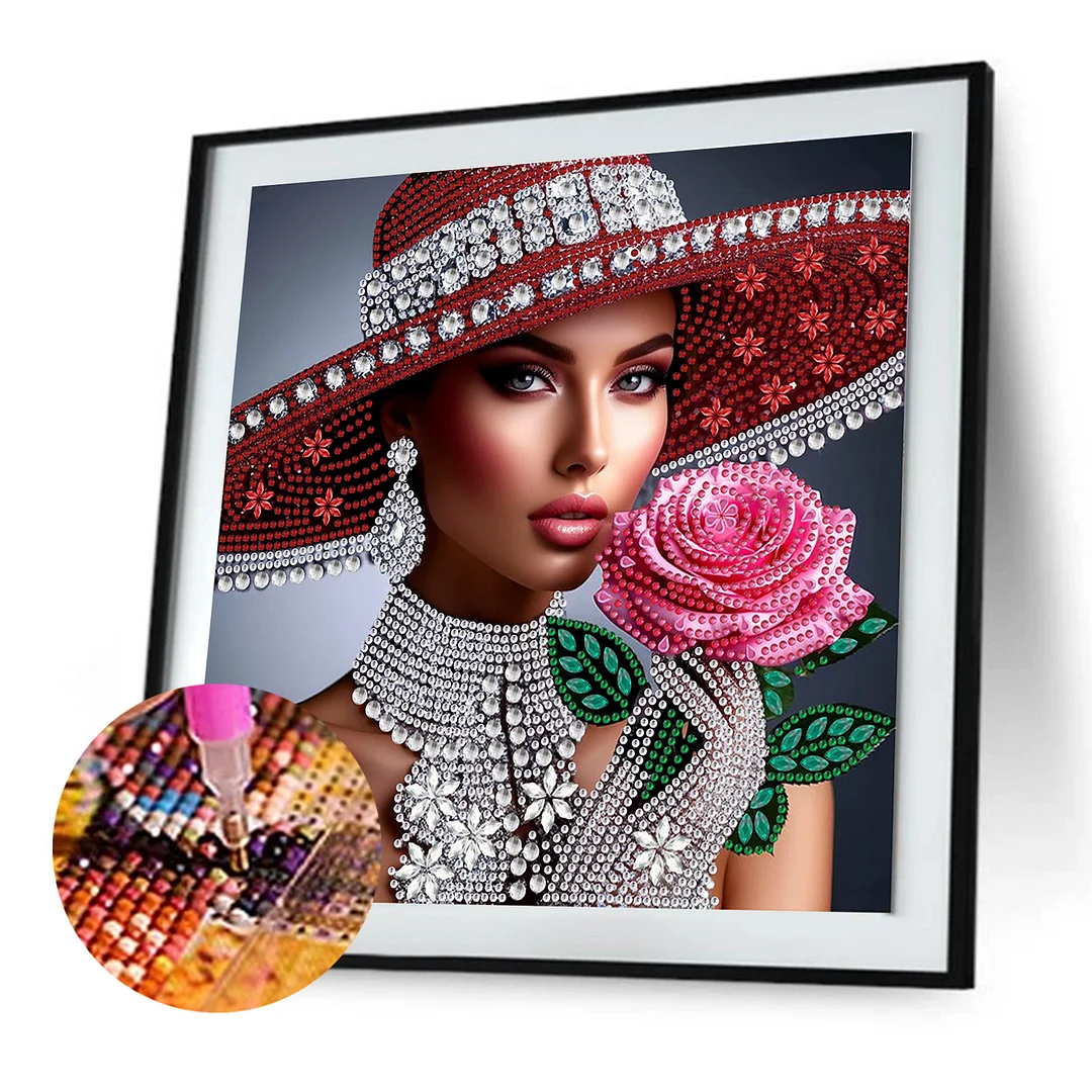 Diamond Painting - Partial Special Shaped Drill - Lady(Canvas|30x30cm)