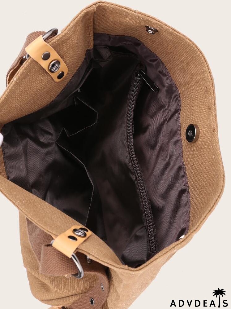 Buckle Decor Shoulder Tote Bag