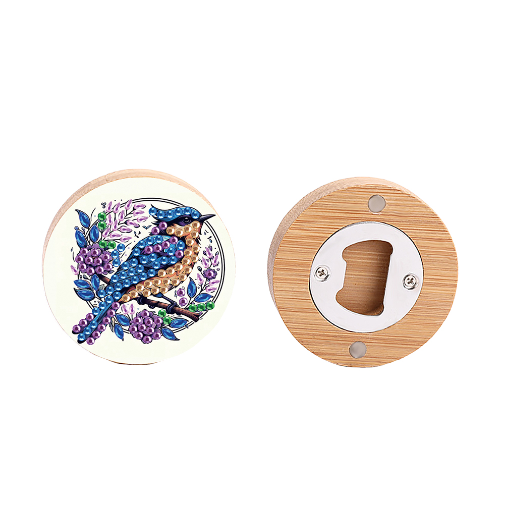 Wooden PET Bird 5D DIY Diamond Art Magnets Bottle Opener Crafts for Beginners