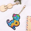 Diamond Painting Double Sided Dinosaur Letters P Keychain Pendant