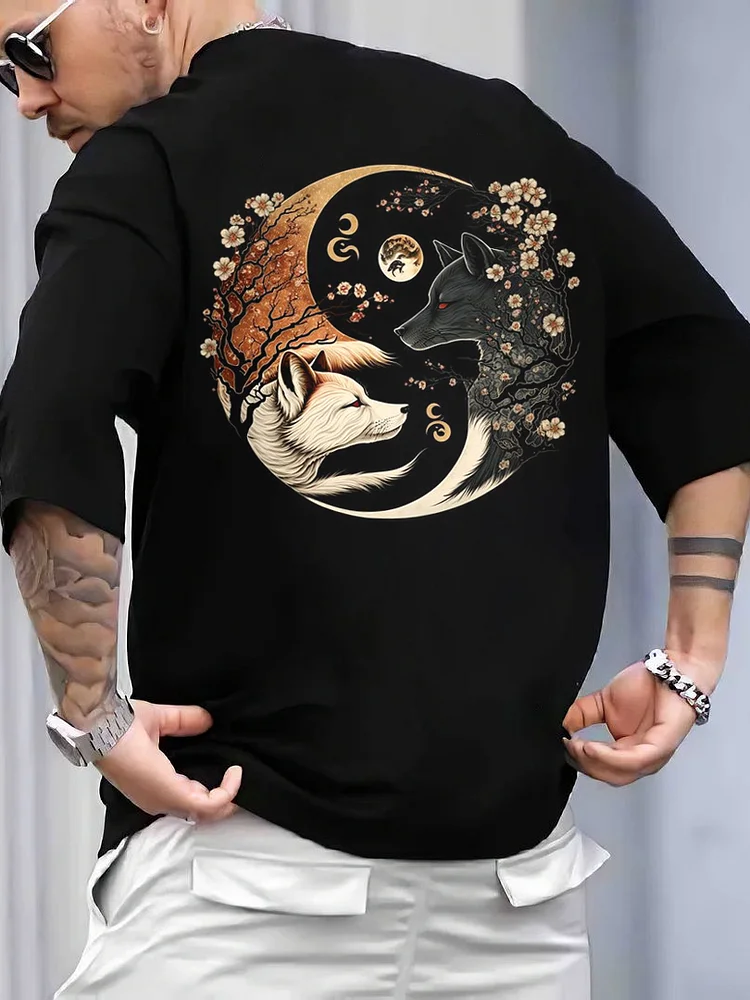 Men's Wolf Art Print T-Shirt