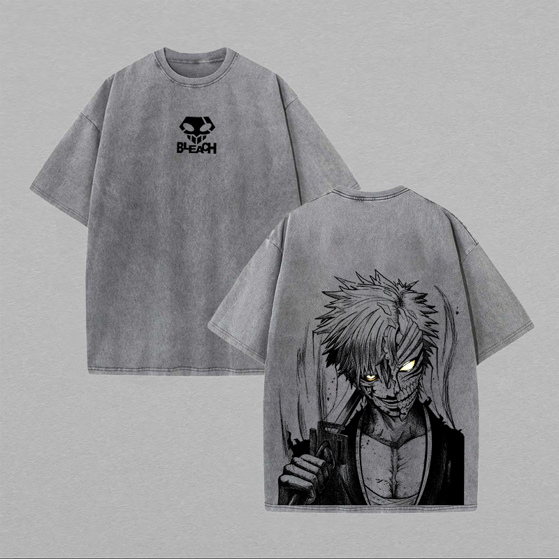 Bleach Ichigo Kurosaki Printed Unisex Washed T-Shirt