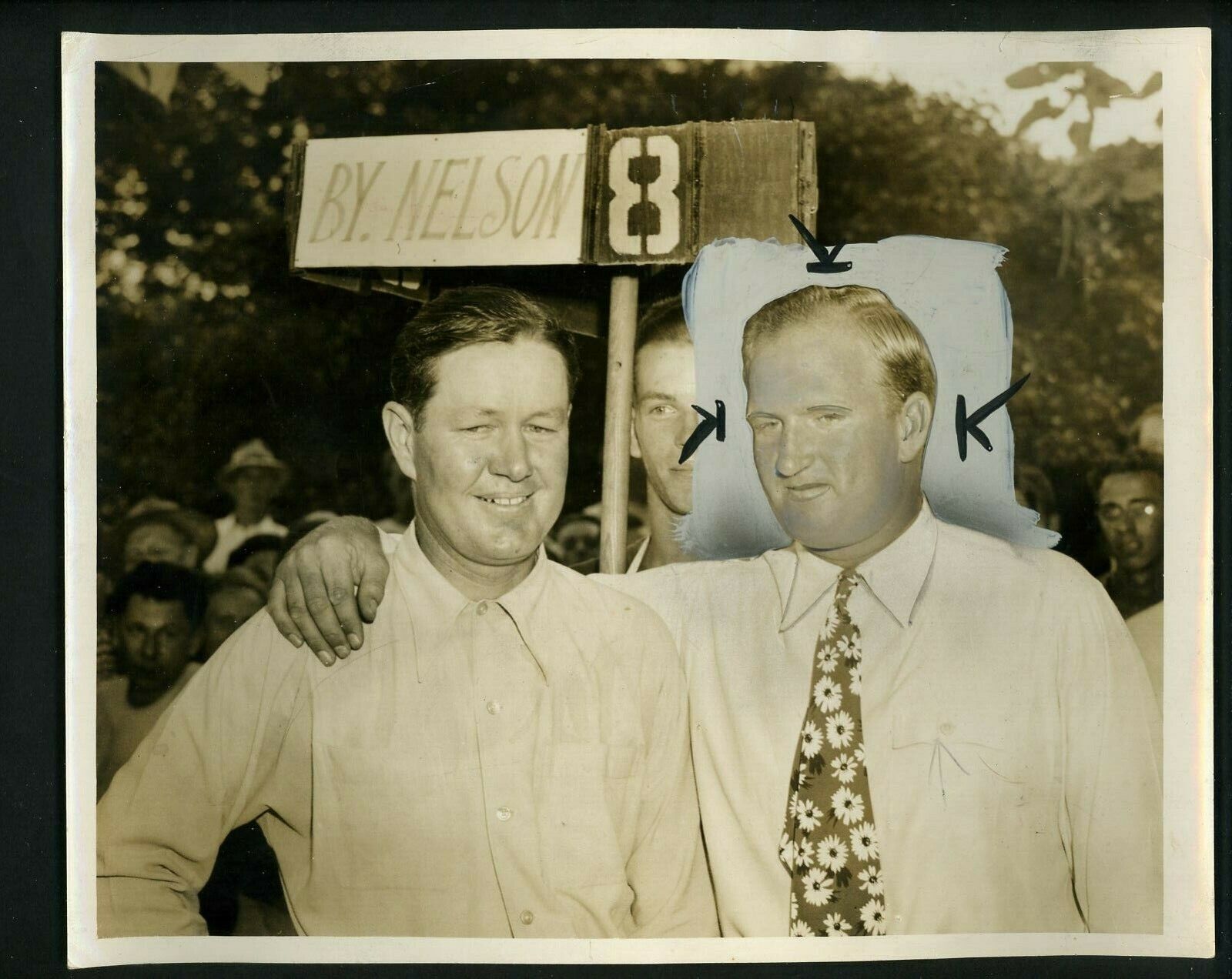 Byron Nelson & Clayton Heafner tied 1942 Tam O'Shanter National Open Press Photo Poster painting