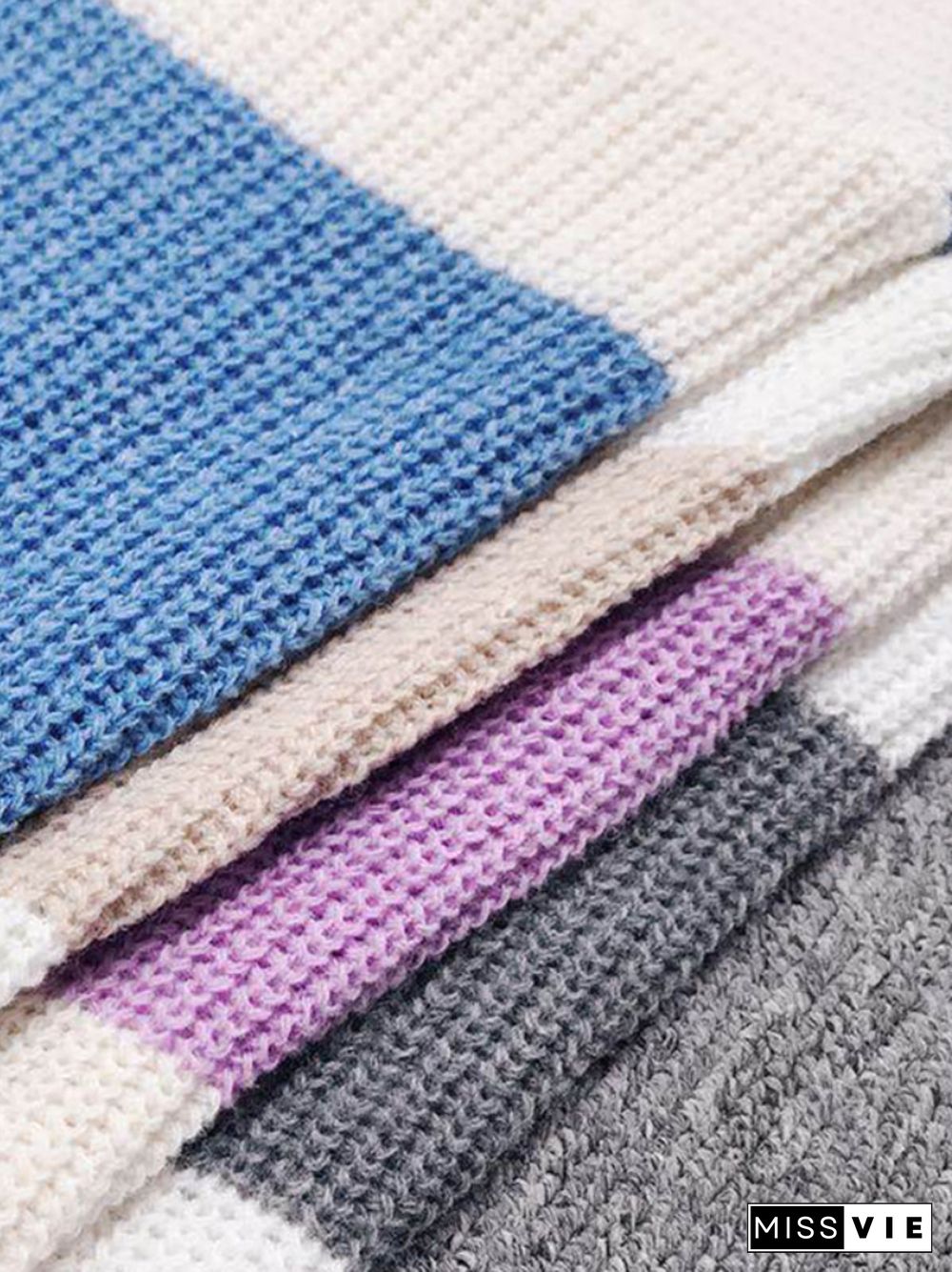 Autumn Winter Neck Knitted Cardigan Fashion Commuter Style Ladies Loose Button Stripe Long Sleeve Thick Short Coat Sweater