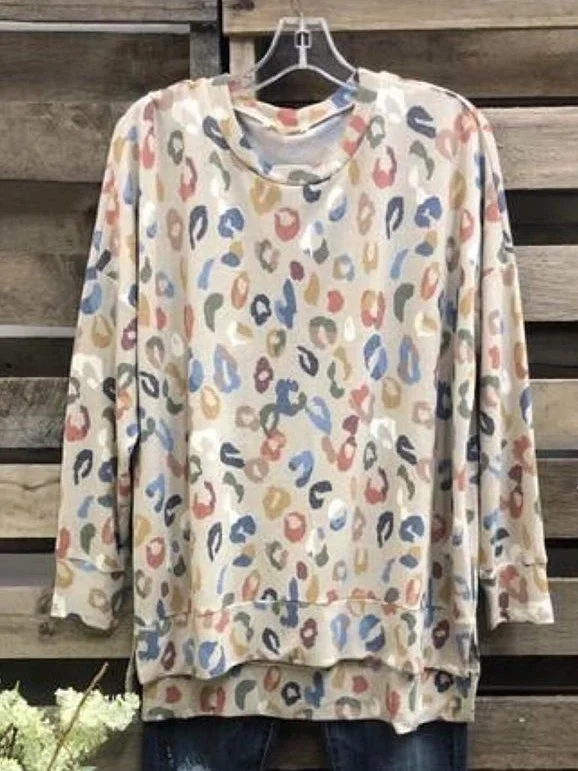 Casual Cotton-Blend O-Neck Sweatshirt
