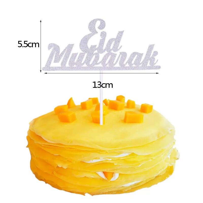 Gold Silver Glitter Eid Mubarak Cupcake Toppers EID Ramadan Festival Bunting Islamic Muslim Mubarak Party Decoration