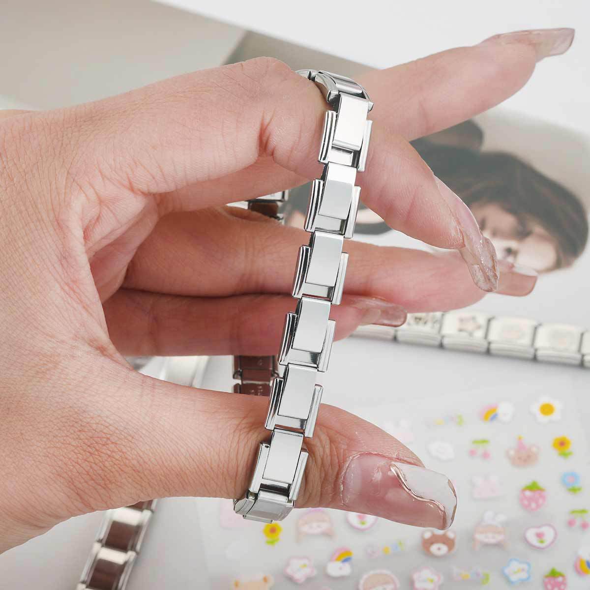 Unisex Fashion Quadrilateral Stainless Steel Electroplating Bracelets