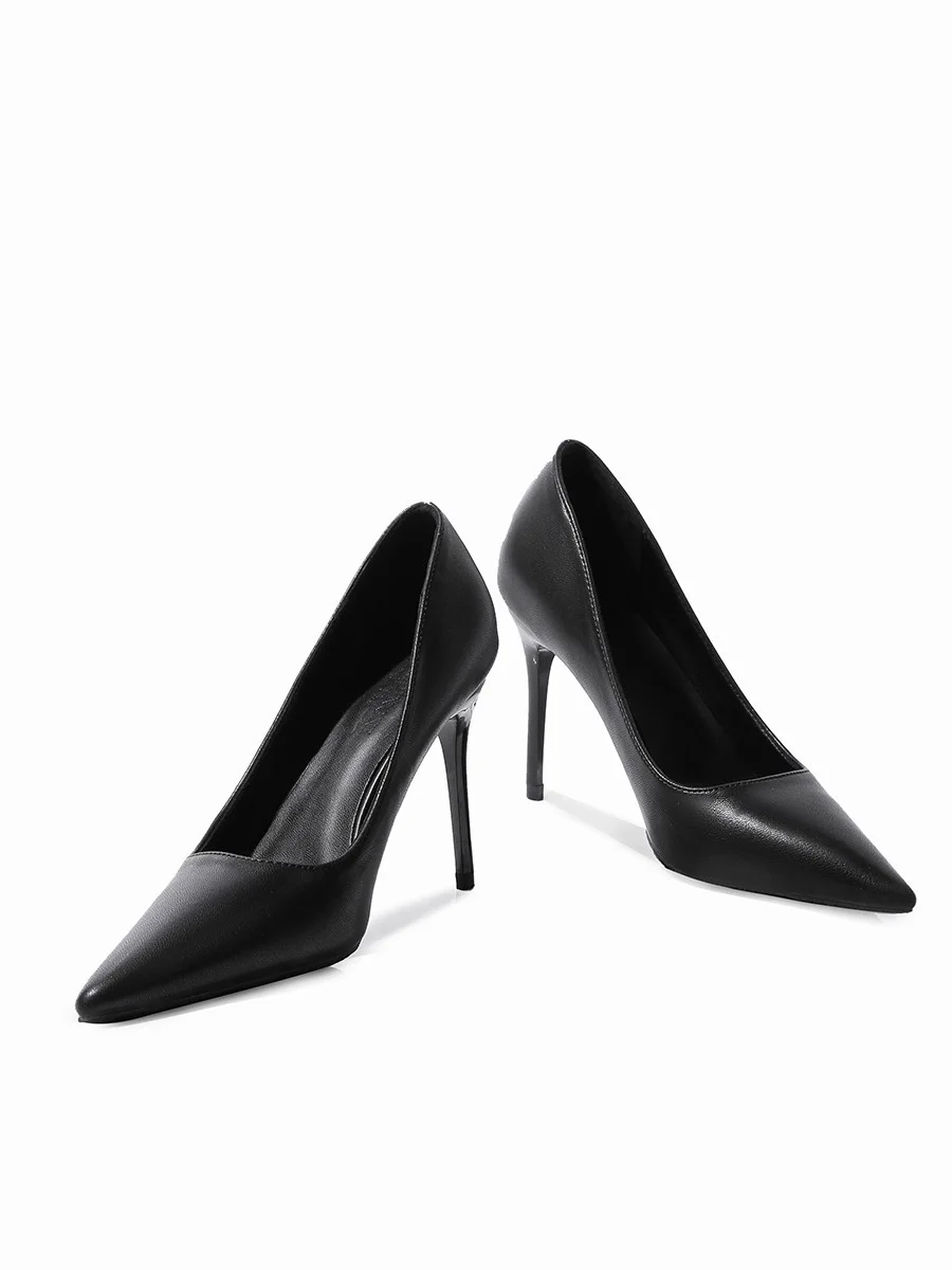 Breakj Breakj Heels Black Fine Heel Professional Shoes Comfortable Pointed Temperament Commuter Flight Attendant Interview Work Shoes Women Fashion Single Shoes