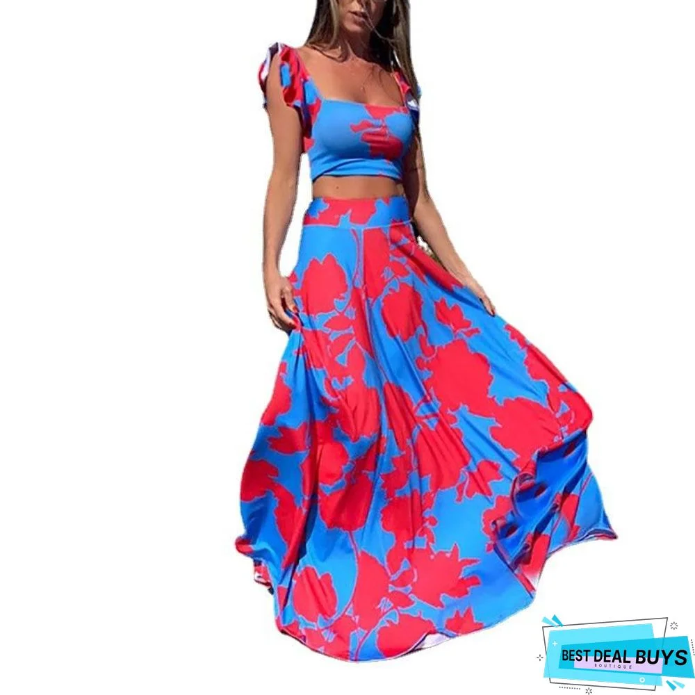 Pop Skirt Fashion Sexy Dress Long Skirt Two Piece Set