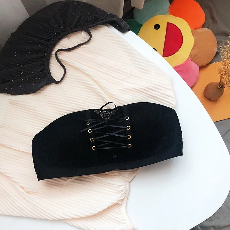 2021 Women's Cotton Underwear Sexy Lace Bra Fashion Push Up Invisible Bra Female Strapless Comfort Underwear Sexy Lingerie